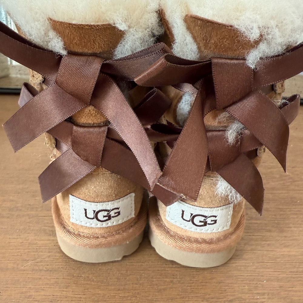 UGG Brown Boots with Satin Ribbon Bows
